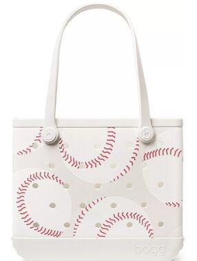 Bogg Bag White Baseball Print Tote Bnwt